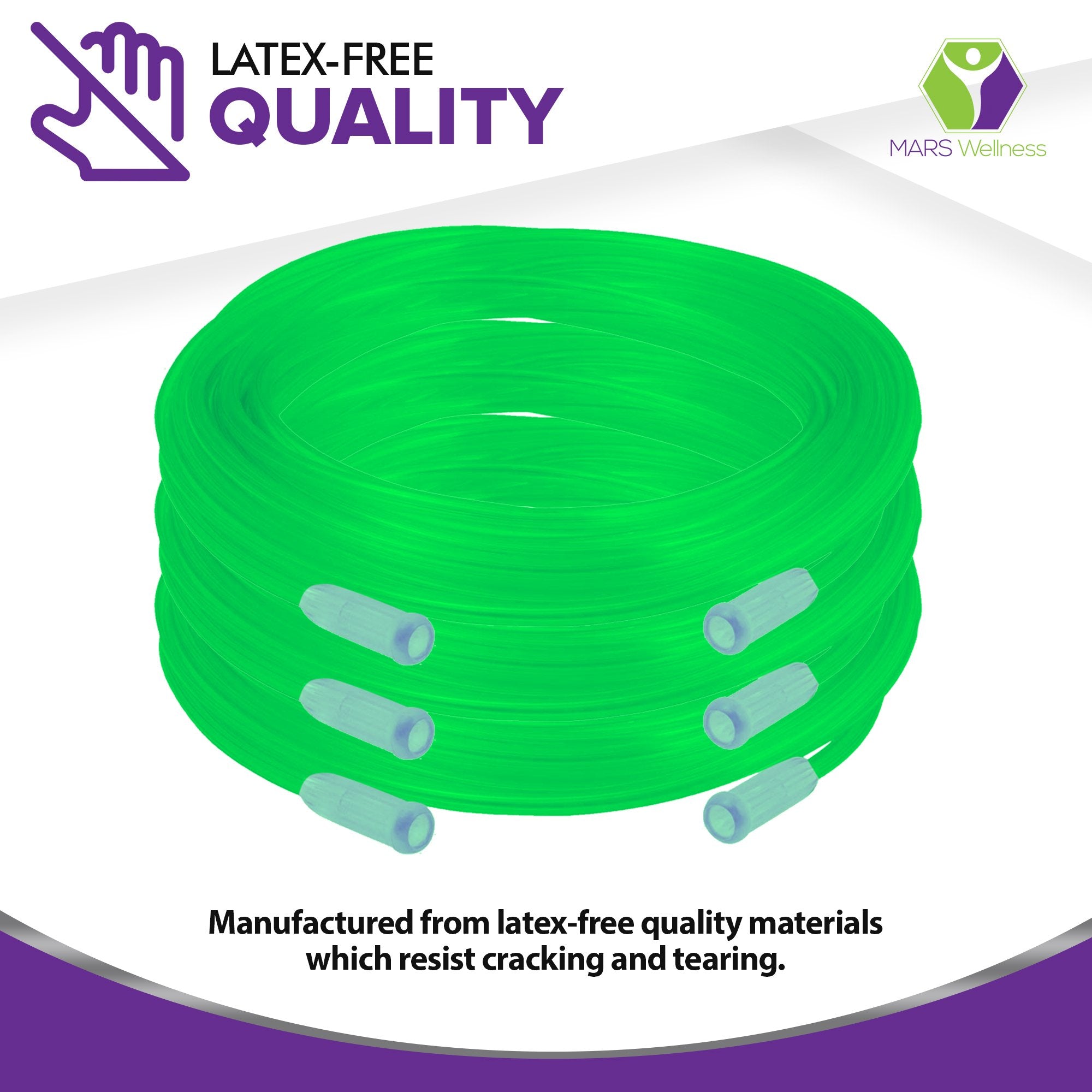 Mars Wellness Oxygen Tubing - Premium Green Crush Resistant Oxygen Tubes - 25 Foot