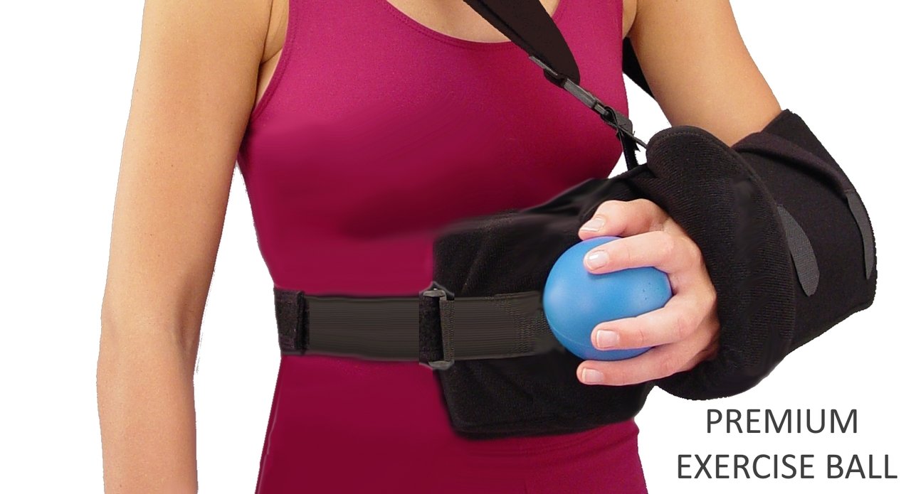 Universal Shoulder Rotator Cuff Sling Immobilizer with Abduction Pillow and Exercise Ball