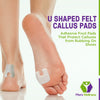 Wide U Shaped Felt Callus Horseshoe Pads - Adhesive Foot Pads That Protect Calluses from Rubbing On Shoes - 1/8"