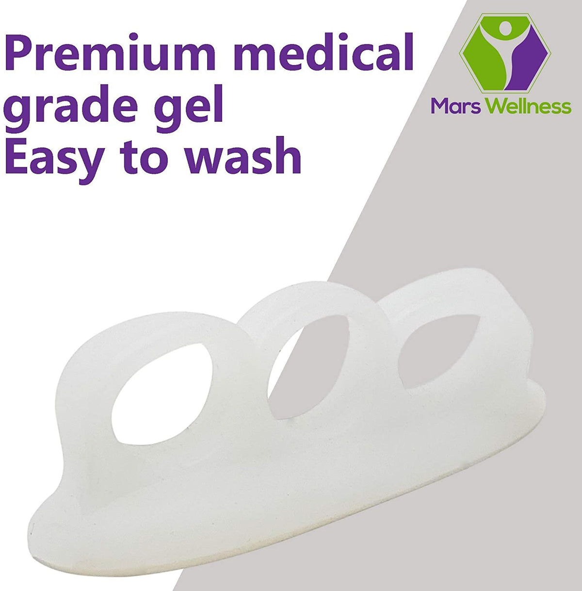 Mars Wellness Gel Toe Separators 2 Pair - 3 Loop Crest Toe Straightener - Gel Spacer for Hammertoe, Overlapping, Mallet Toe, Claw Toe