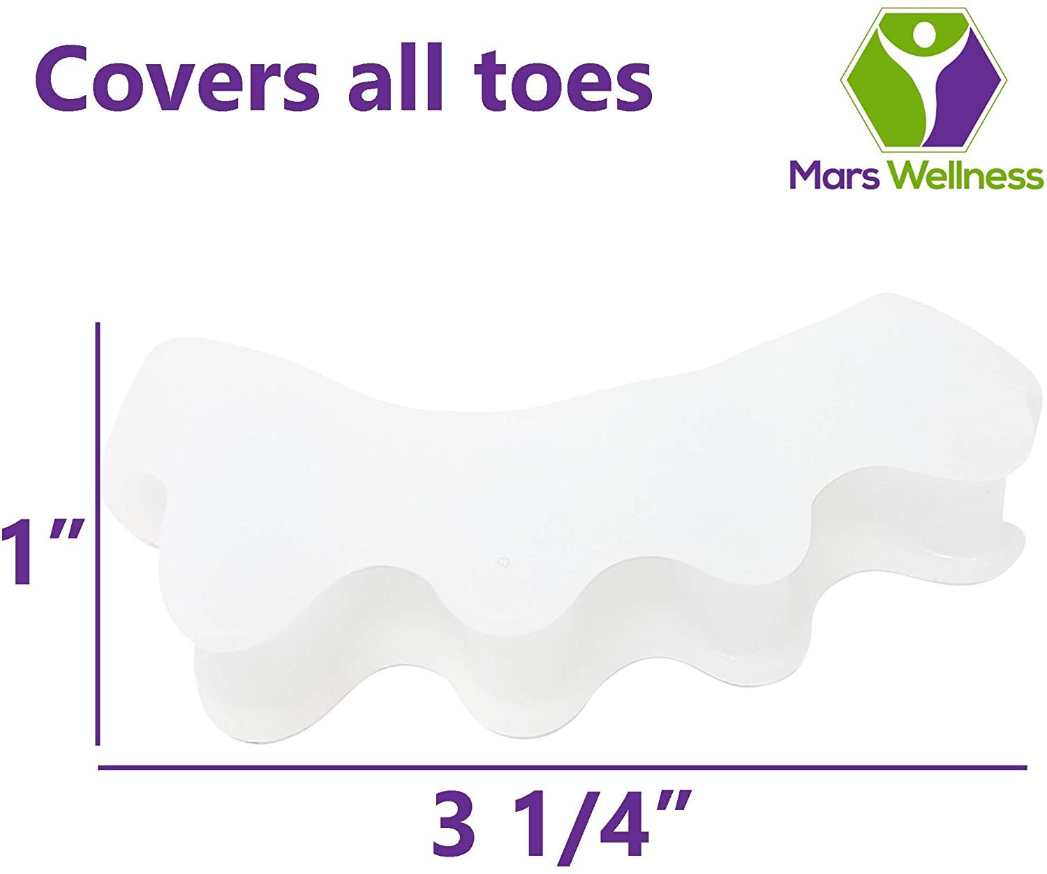 Mars Wellness Gel Toe Separators 2 Pair - Correct Bunions, Overlapping Toe, Crooked Toe - Hammer Toe Straightener Spacer - Universal Size