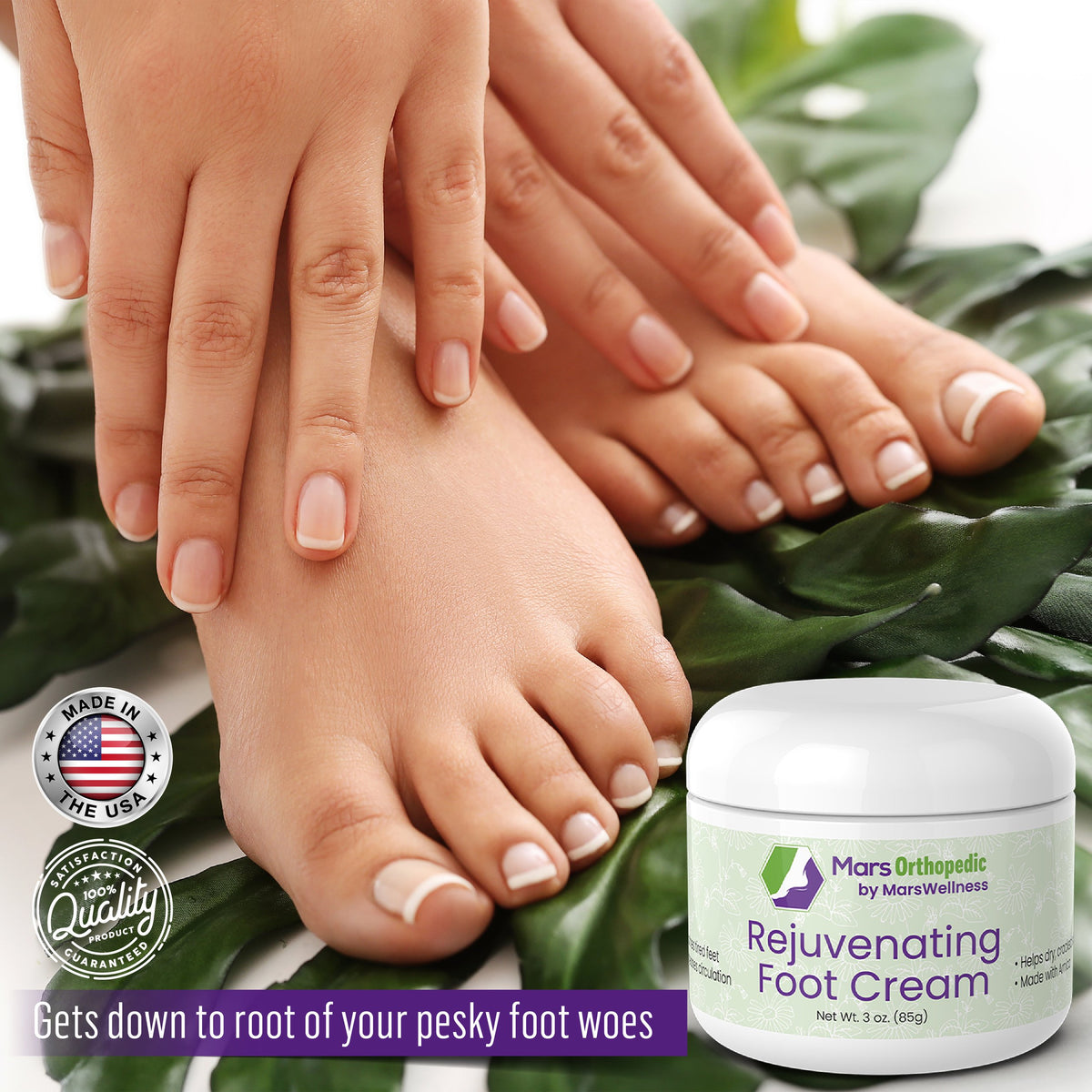 Mars Orthopedic Rejuvenating Foot Cream for Dry Cracked Feet, Diabetic & Soreness – Natural Fast Acting Moisturizing Feet Repair Cream for Pain, Itchiness & Neuropathy – Made in the USA – 3 Ounces