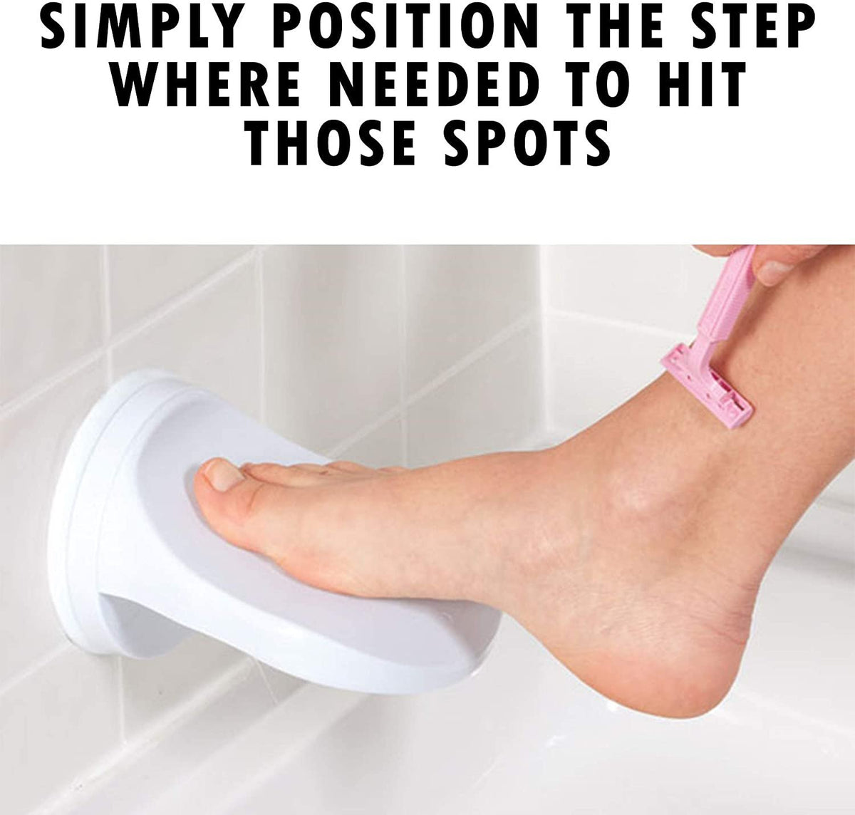 Mars Wellness Suction Mount Shower Foot Rest - Shaving Legs Time Saving Shower Step - Easy Install - Non Slip