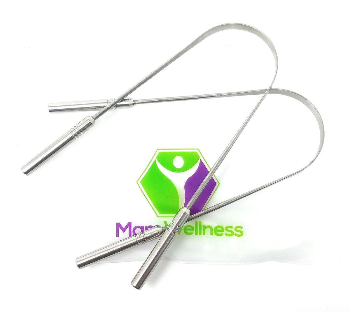 Premium Stainless Steel Tongue Scraper Cleaner - Breath Freshener (2 Pack)