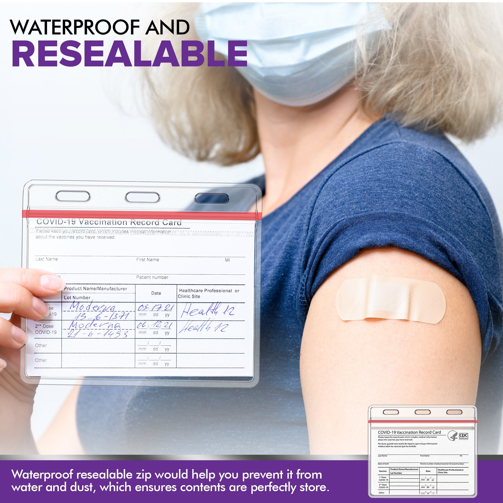 CDC Vaccination Card Protector, Immunization Record Vaccine Card Holder, 4 X 3 Inches Horizontal ID Card Name Tag Badge Holders, Clear Plastic Sleeve CDC Vaccination Card Protector, Immunization Record Vaccine Card Holder, 4 X 3 Inches Horizontal ID Card Name Tag Badge Holders, Clear Plastic Sleeve