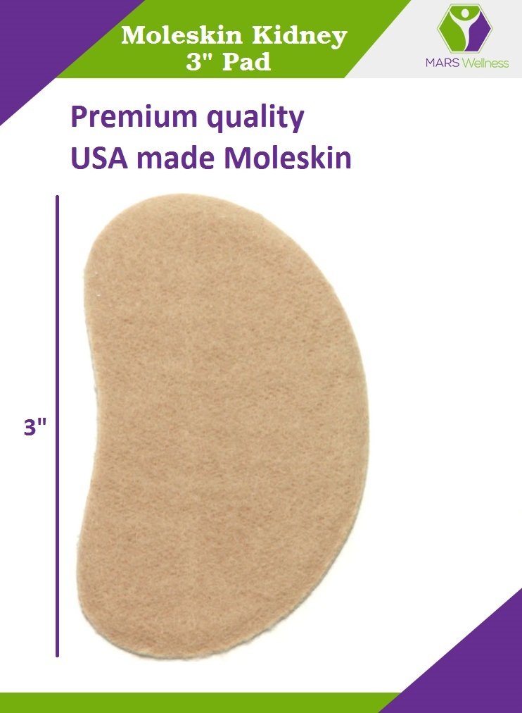 Premium Adhesive Moleskin Kidney Metatarsal Pads - 3 Inches - 10 Pairs (20 Pieces) - Mars Med Supply