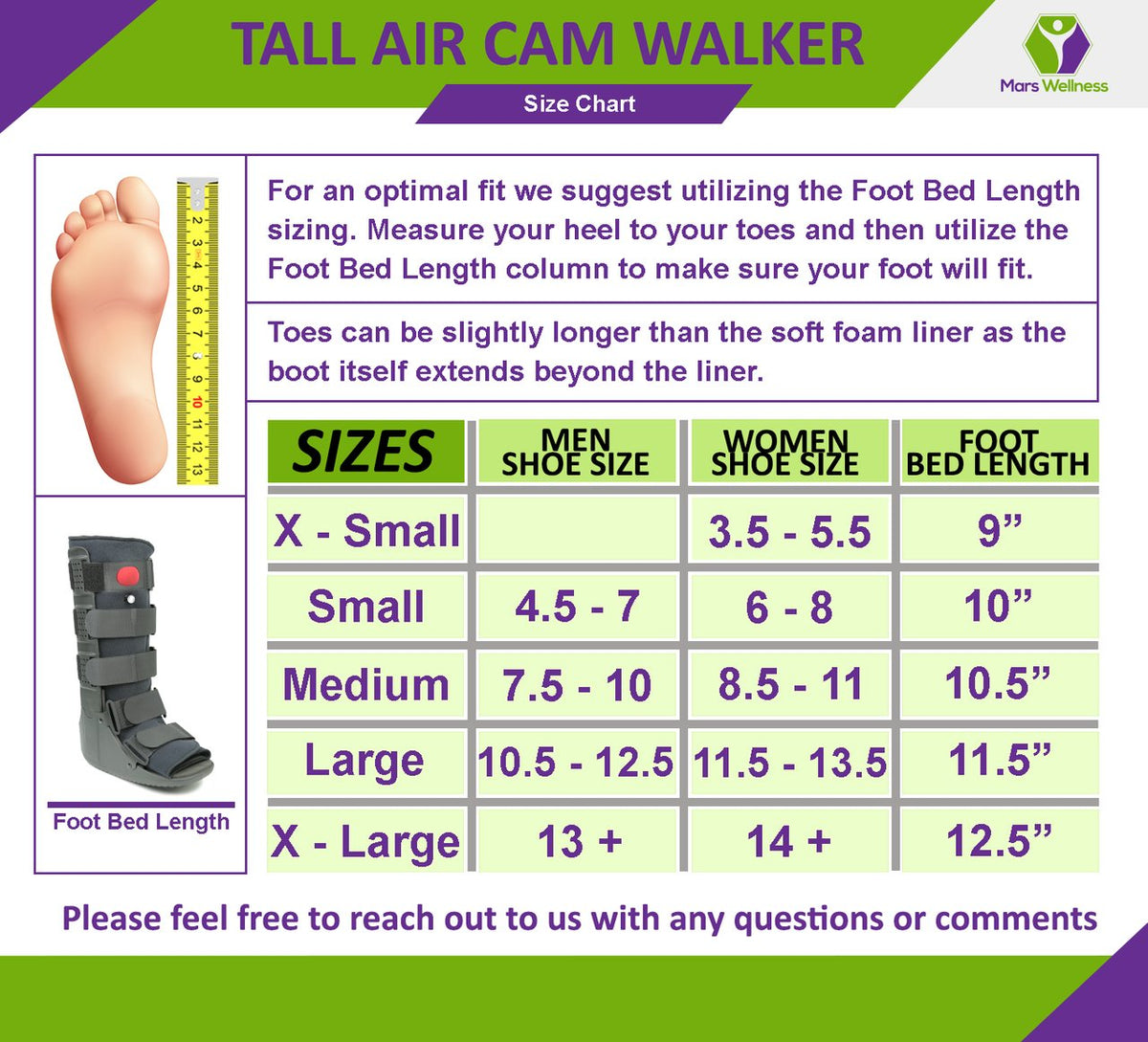 Mars Wellness Premium Tall Air Cam Walker Fracture Ankle/Foot Stabilizer Boot