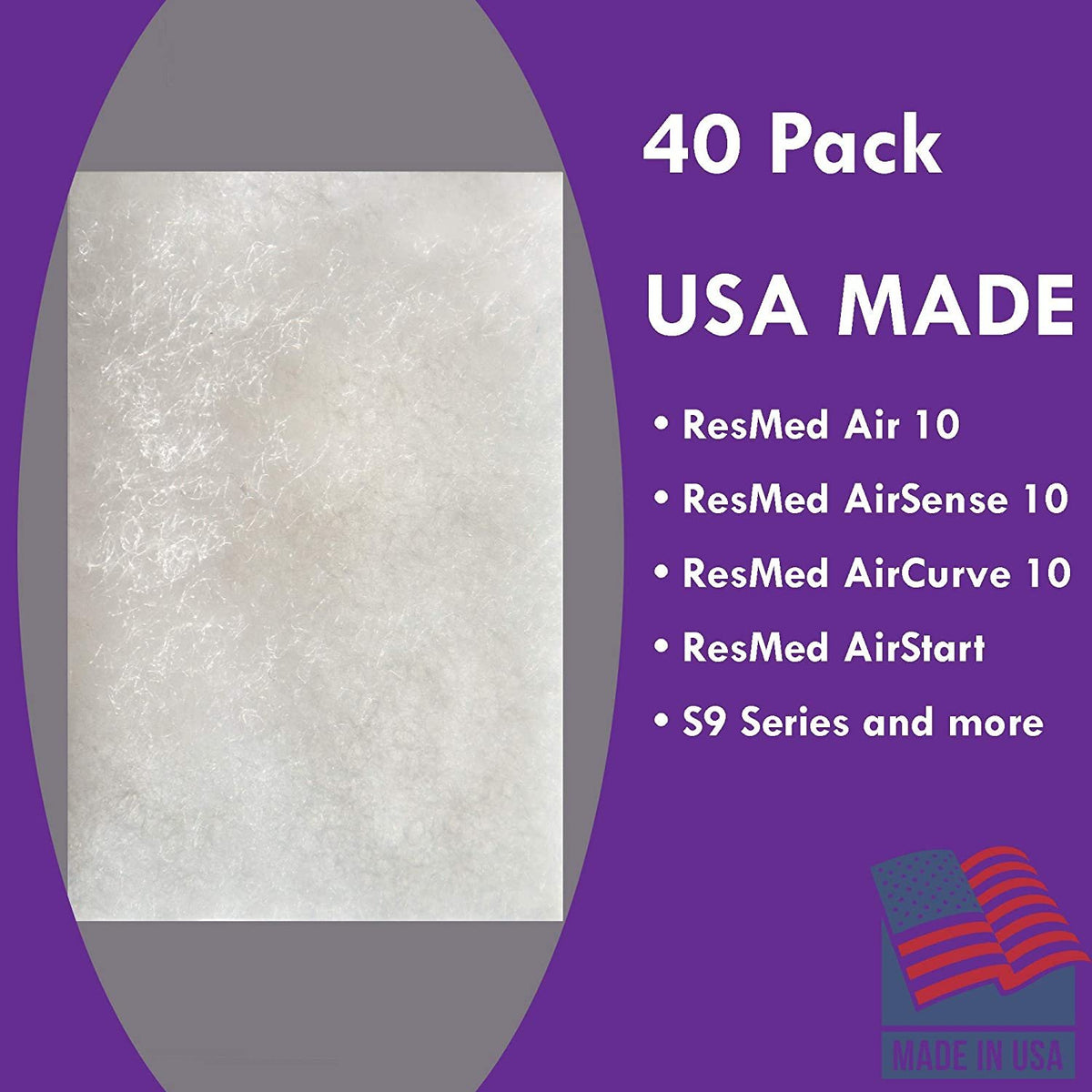 CPAP Filters Disposable Felt Pollen air Filter - Pack Standard Universal CPAP Filter Supplies - ResMed Airsense 10, Aircurve 10, S9 Series Machines - by Mars Wellness