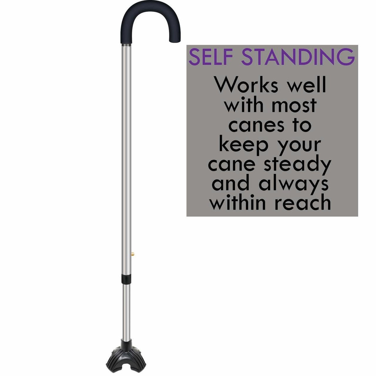 Standing Quad Cane Tip - Quadruple Tripod Replacement Walking Stick Standing Cane Tip for Walking Canes - Self Standing - Stabilize - Universal 4 Leg Attachment - by Mars Wellness - Mars Med Supply