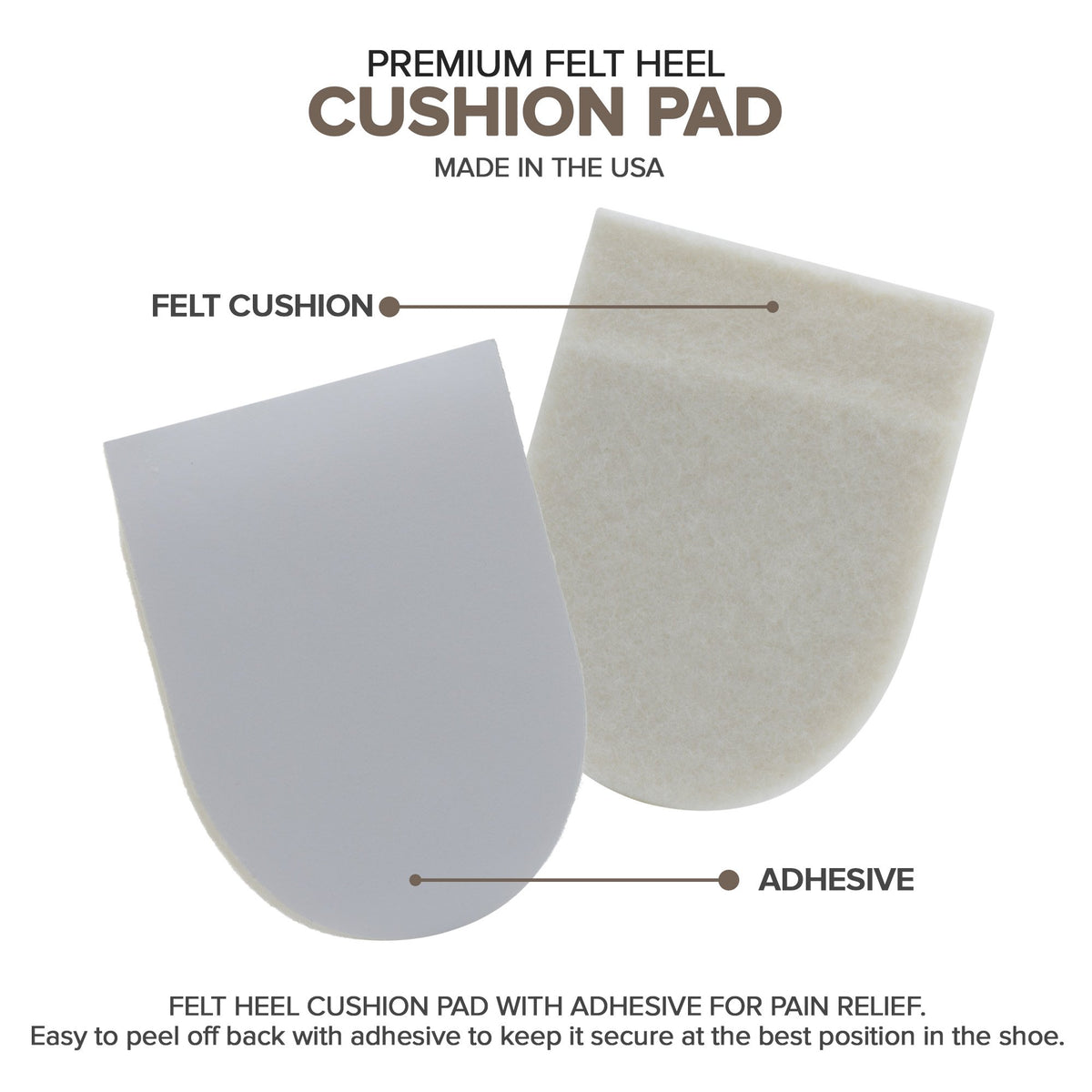 Felt Heel Cushion Pad 1/2" with Adhesive for Pain Relief - Mars Med Supply
