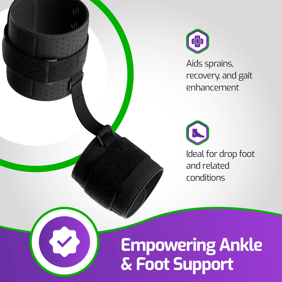 MARS WELLNESS Drop Foot Brace - AFO Splint for Foot Drop Relief and Support - Adjustable, Comfortable Foot Drop Brace Ankle Foot Orthosis
