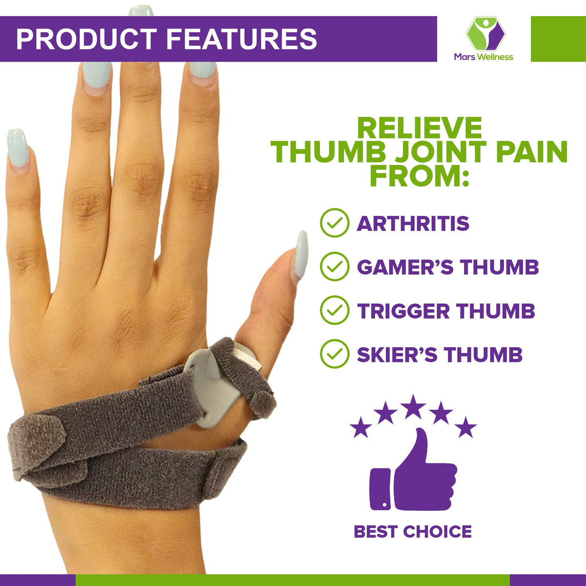 CMC Joint Thumb Arthritis Brace - Restriction Stabilizing Splint for Osteoarthritis and Other Thumb Pain Relief