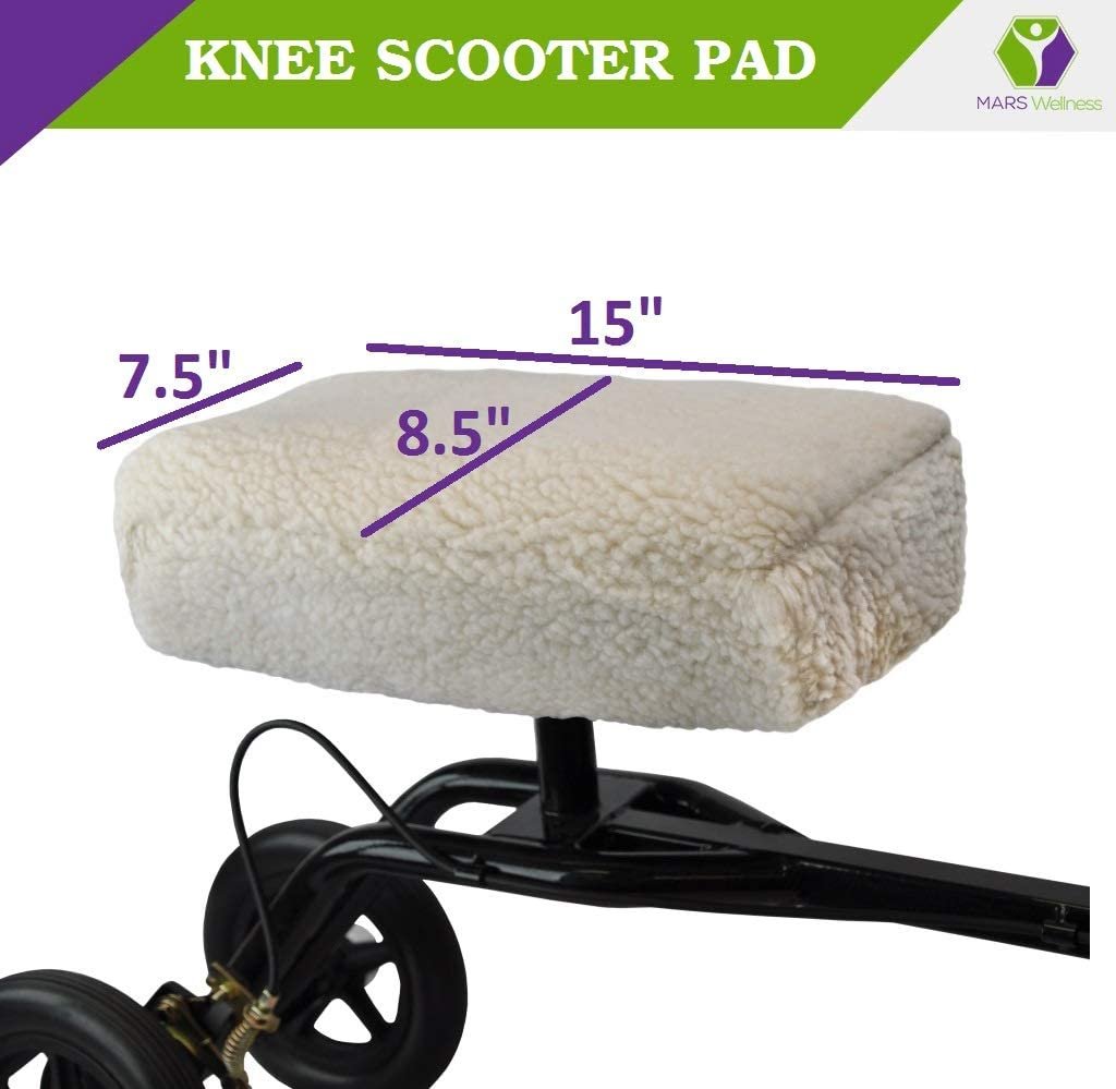 Premium Knee Scooter Pad - Synthetic Fleece Sheepskin Cover for Knee Scooters - Plush and Thick for Optimal Comfort - Mars Med Supply