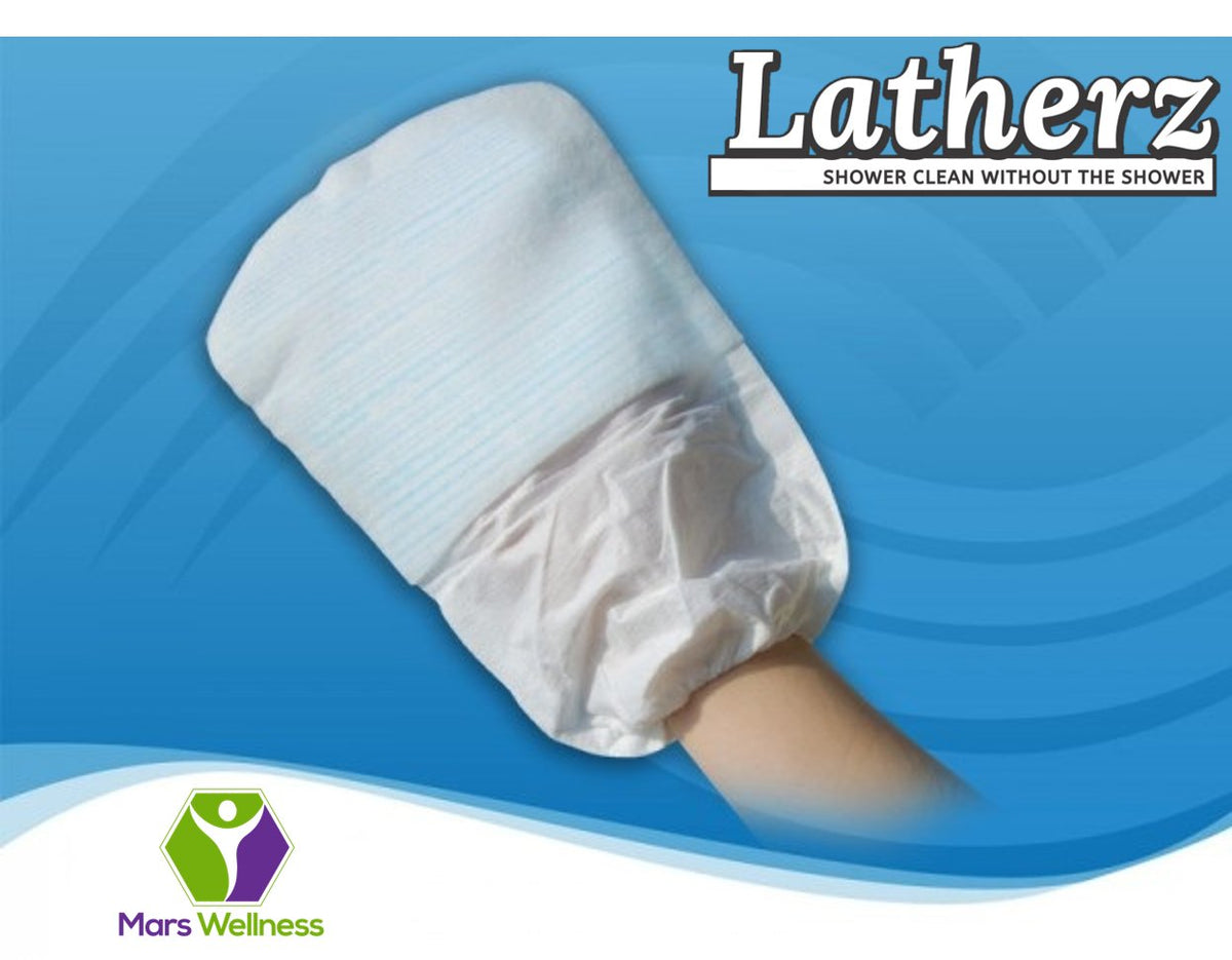 NEW Latherz All - in - 1 No - Rinse Shower Cleansing Bathing Mitt - Mars Med Supply