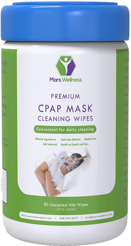 Mars Wellness CPAP Cleaning Mask Wipes - Unscented - 80 5X6 Wipes - Biodegradable Lint Free - 3 Pack (240 Wipes) - Mars Med Supply