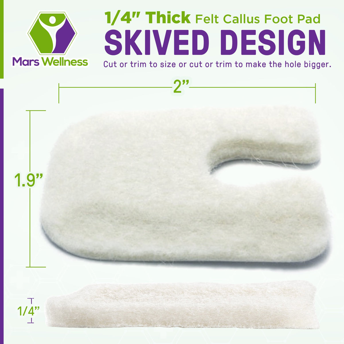 U Shaped Felt Callus Pads - Adhesive Foot Pads That Protect Calluses from Rubbing On Shoes - Skived 1/4"