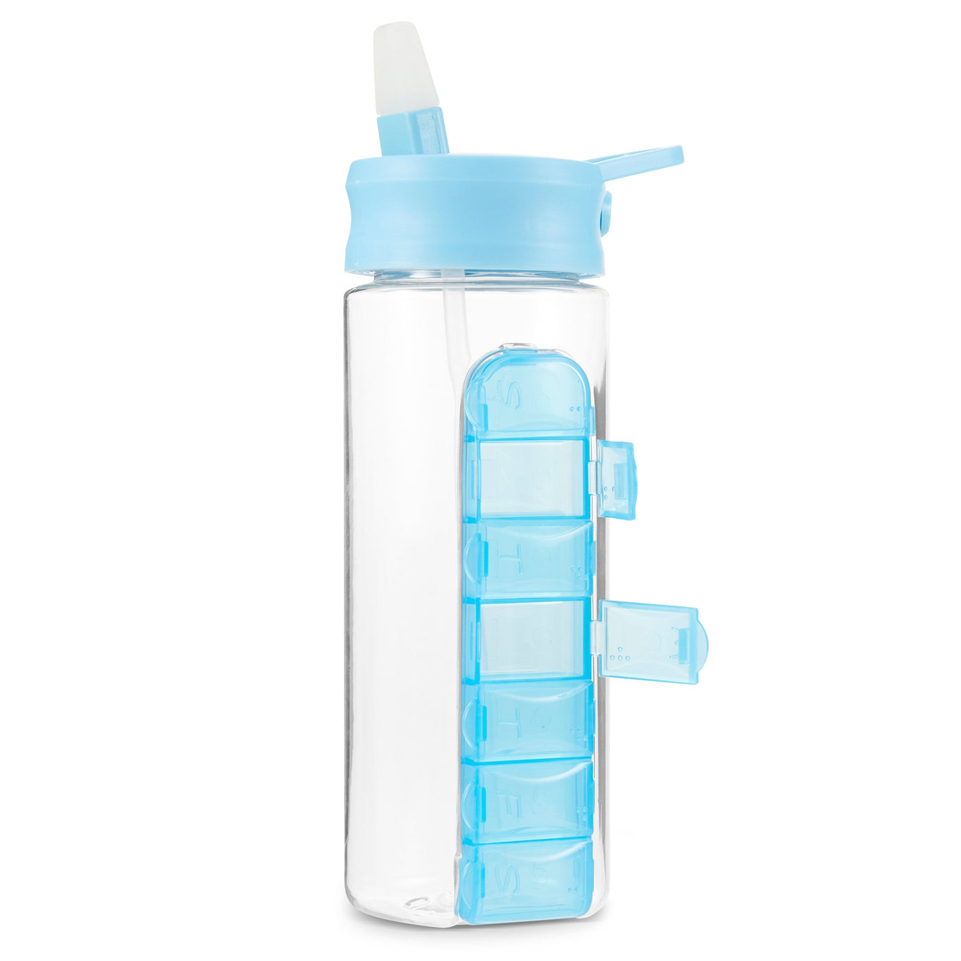 24 Ounce Water Bottle with Slideout Pill Box, Daily Pill Organizer