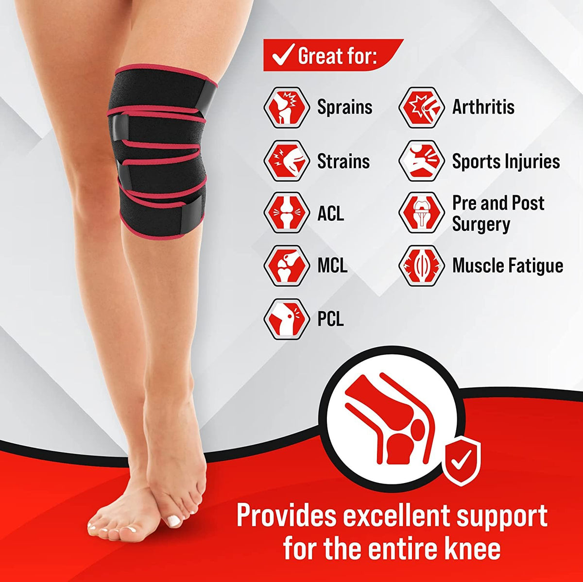 Cold Therapy Knee Ice Wrap with Compression and 2 Ice Gel Packs - Great for  Knee Pain Relief, Swelling, Injury Recovery, Meniscus & ACL tears, Sprains