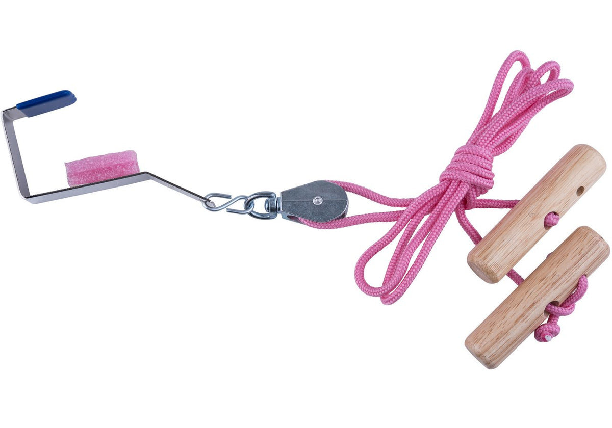 Overhead Overdoor Shoulder Pulley Therapy Exercise System - Wooden Handles with Metal Door Bracket - Pink - Mars Med Supply