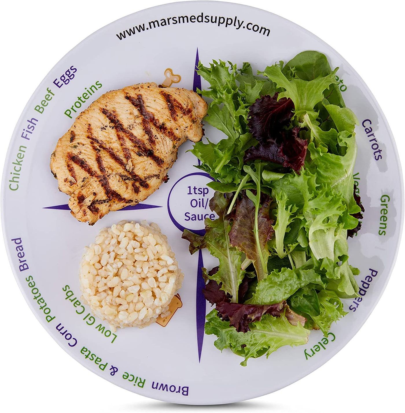 MARS WELLNESS 2 Pack 10 Portion Control Plate MyPlate Proven Method f –  Mars Med Supply