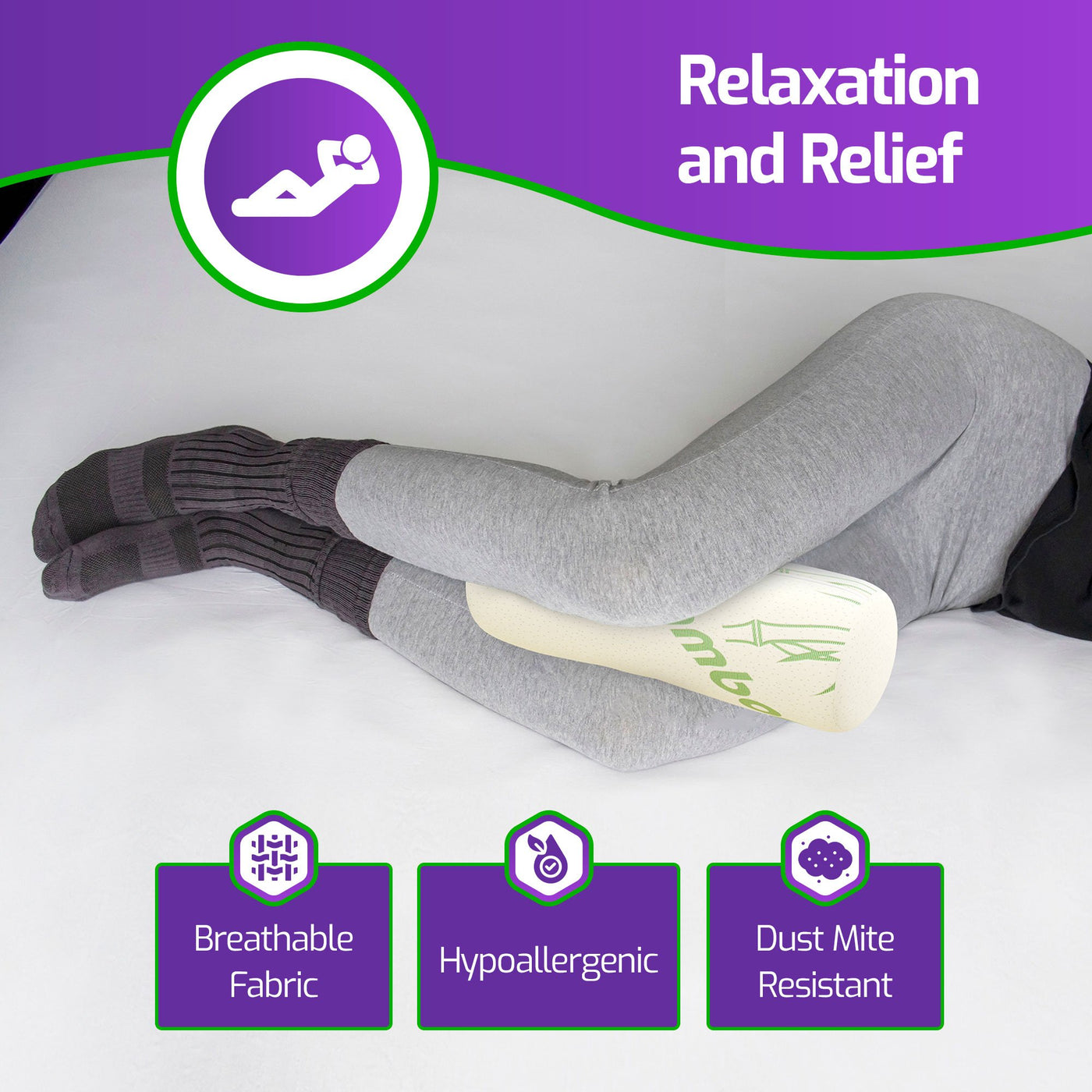 AllSett Health Cervical Neck Roll Memory Foam Pillow, Bolster Pillow, Round  Neck Pillows Support for Sleeping | Bolster Pillow for Bed, Legs, Back and