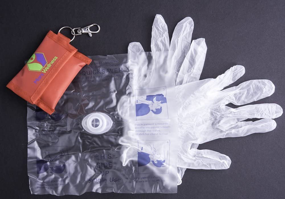 MARS WELLNESS CPR Mask Key Chain Kit - One Way Valve and Face Shield Mask Kit with Gloves (Pack of 3) - Mars Med Supply
