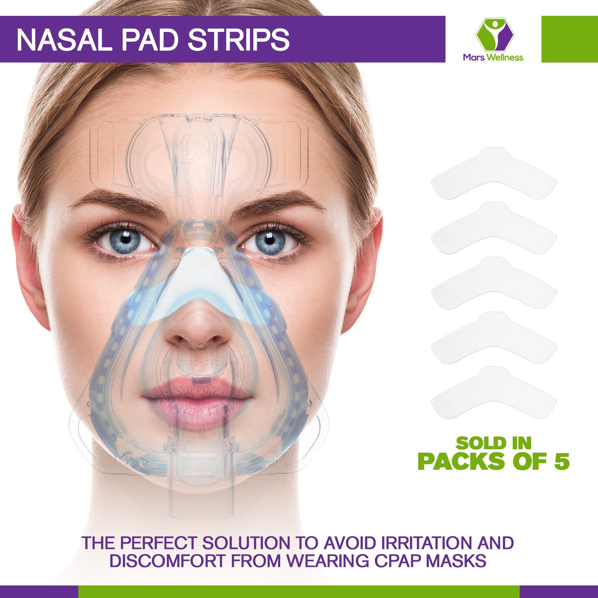 Mars Wellness CPAP Mask Gel Nasal Pad Strips - Sleep Apnea Gel Pads to Avoid Irritation - Comfort Pad Can Be Trimmed - Mars Med Supply