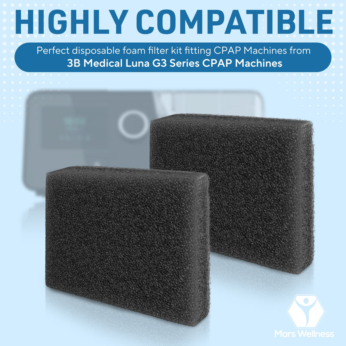 Mars Wellness CPAP Filter Kit - Compatible with 3B Medical Luna G3 Series CPAP Machines - Made in The USA
