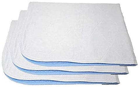 Premium Incontinence Washable Bed Pad - Heavy Duty Reusable Cotton Quilted Underpad - 3 Pack