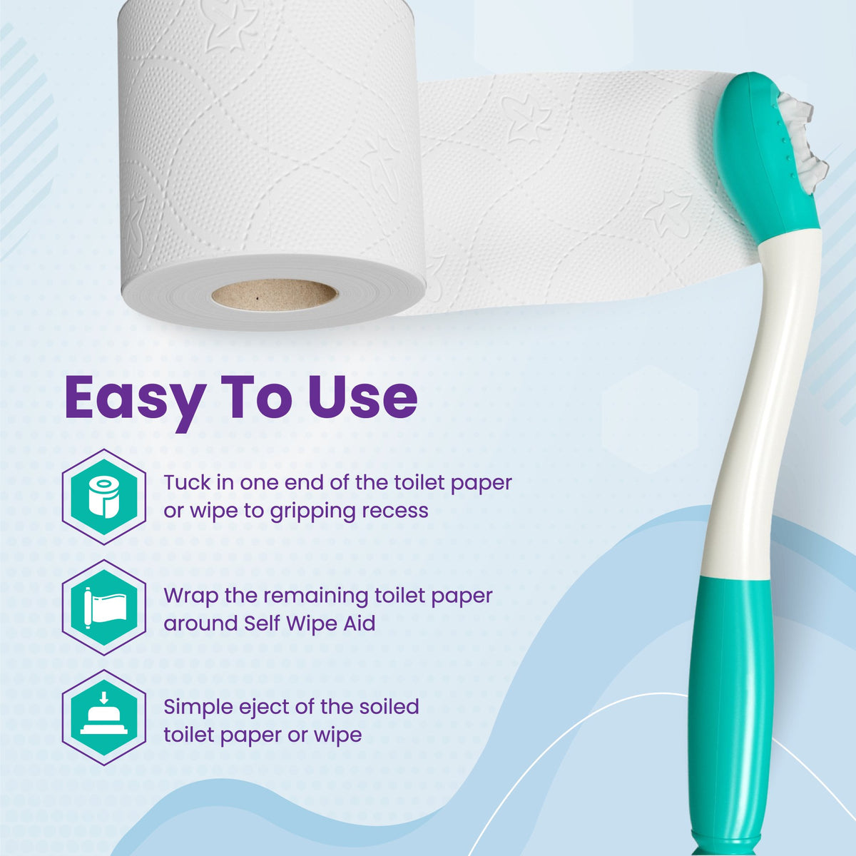 Mars Wellness Self Wipe Assist Bottom Wiping Toilet Aid Wiping Wand - Long Reach Comfort Wipe Extender - Daily Living Aid for The Disabled