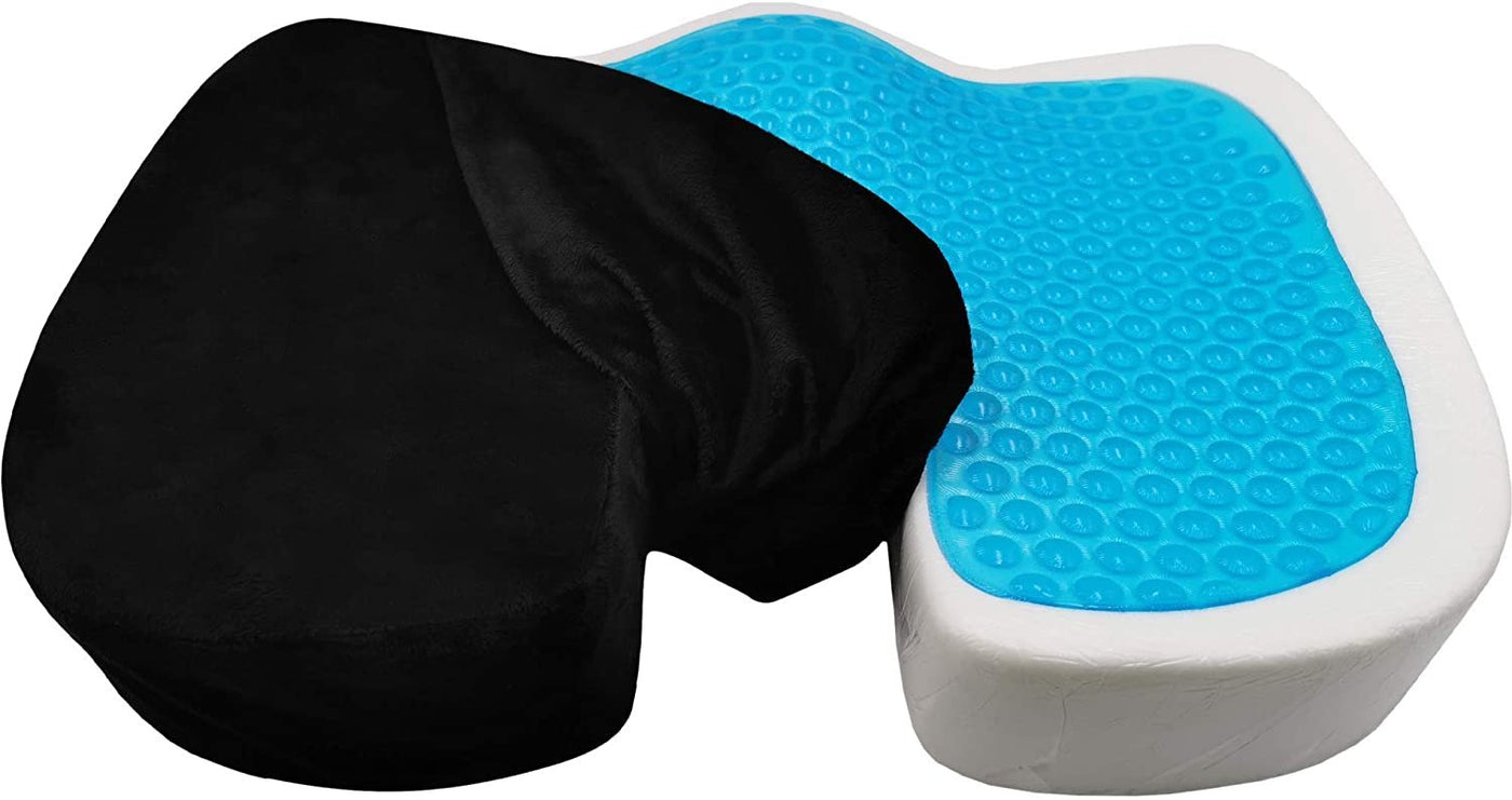 Memory Foam Seat Cushion,Lower Back Support,Chair Pillow for Sciatica,  Coccyx, Back & Tailbone Pain Relief - Orthopedic Chair Pad for Support in