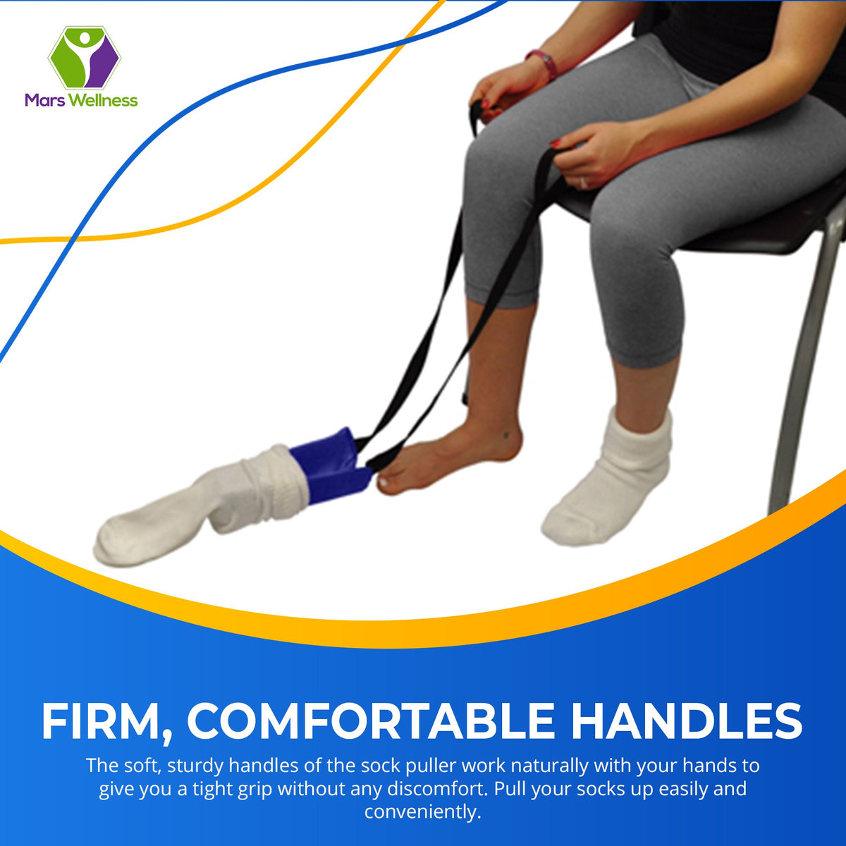Mars Wellness Flexible Sock Aid - Sock Helper for Seniors, Surgery and Pregnancy, Easy to Use Comfortable Sock Put On Helper for All Sizes and All Sock Types