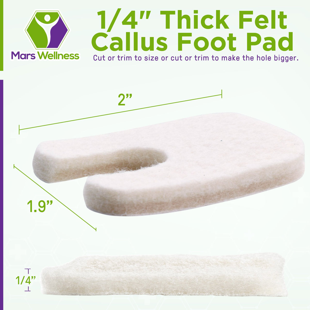 U Shaped Felt Callus Pads - Adhesive Foot Pads That Protect Calluses from Rubbing On Shoes - 3/16"