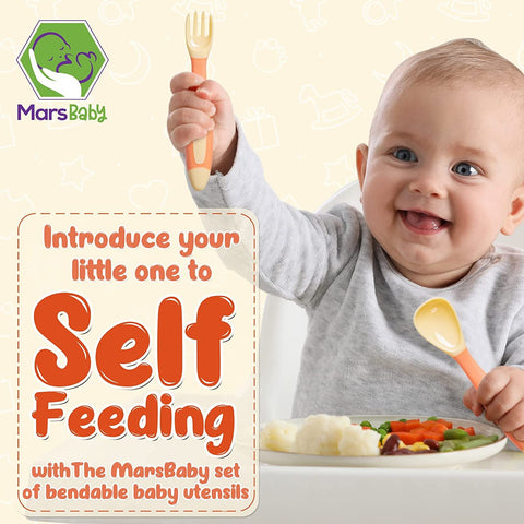 Mars Baby Flower Design Baby and Toddler Self-Feeding Training Utensil –  babyonmars