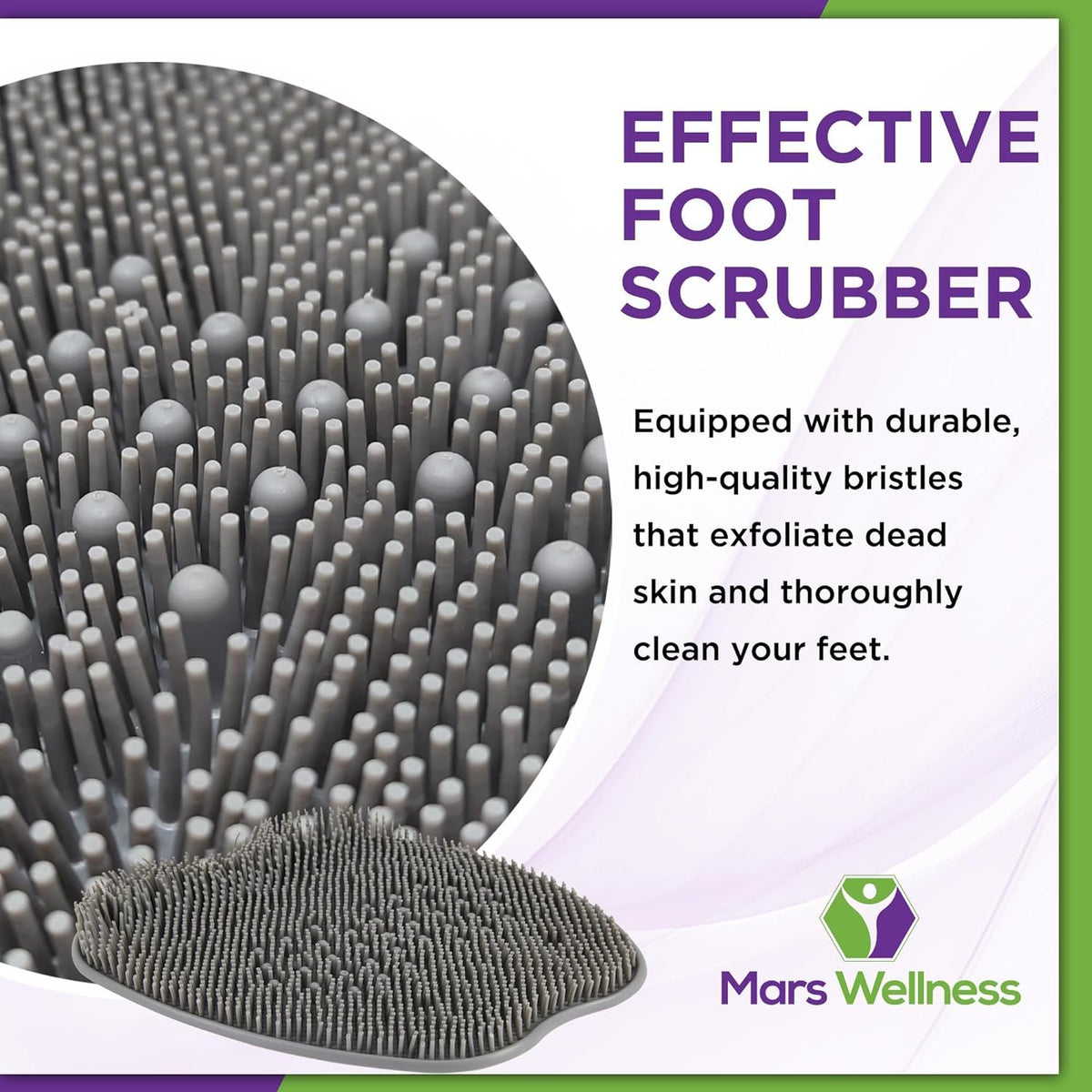 Shower Foot Scrubber and Massager - Foot Scrubber in Shower - Suction Foot Scrubber - Cleaner and Massager Mat - Improves Circulation - Easy to Store - Gray