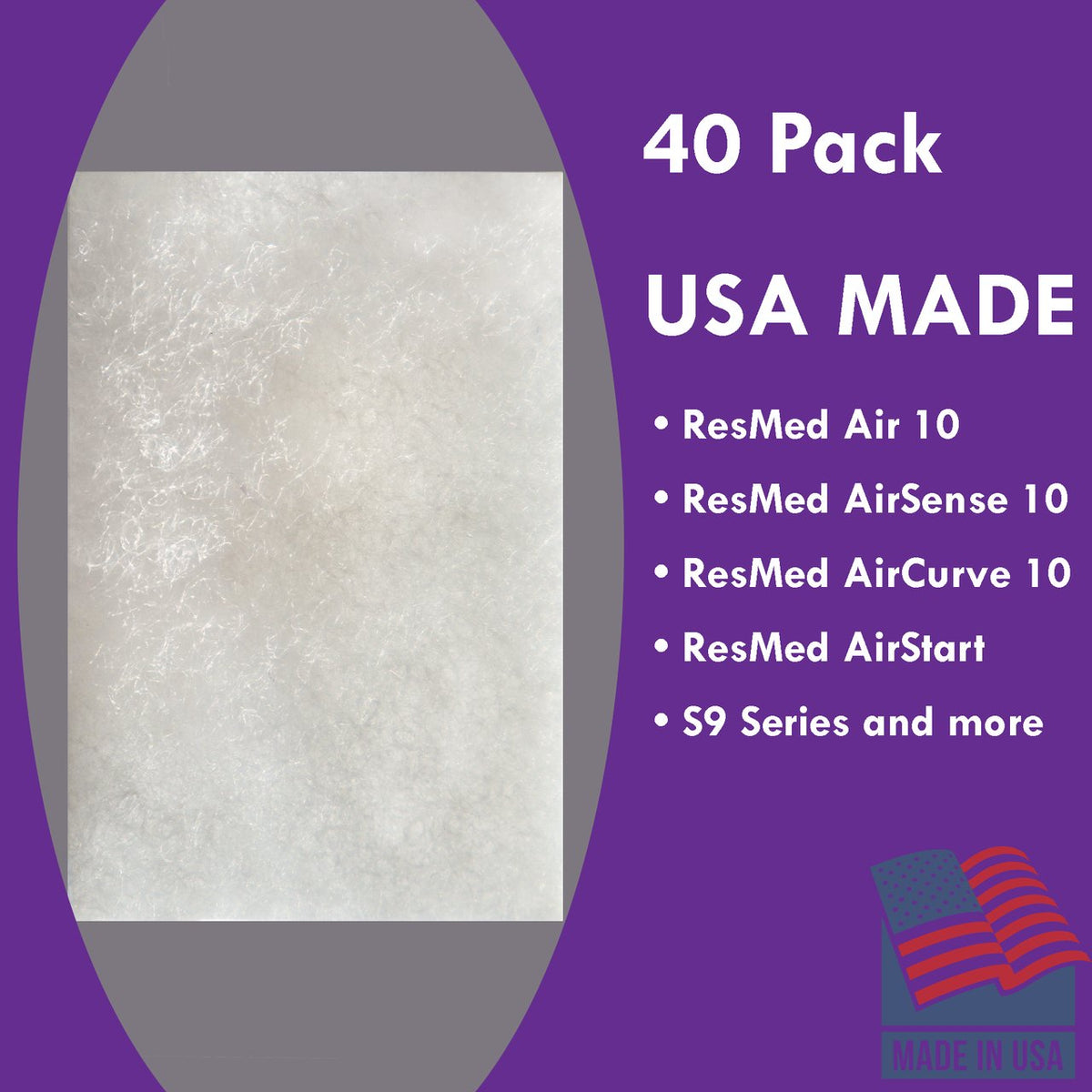 CPAP Filters Disposable Felt Pollen air Filter - Pack Standard Universal CPAP Filter Supplies - ResMed Airsense 10, Aircurve 10, S9 Series Machines - by Mars Wellness
