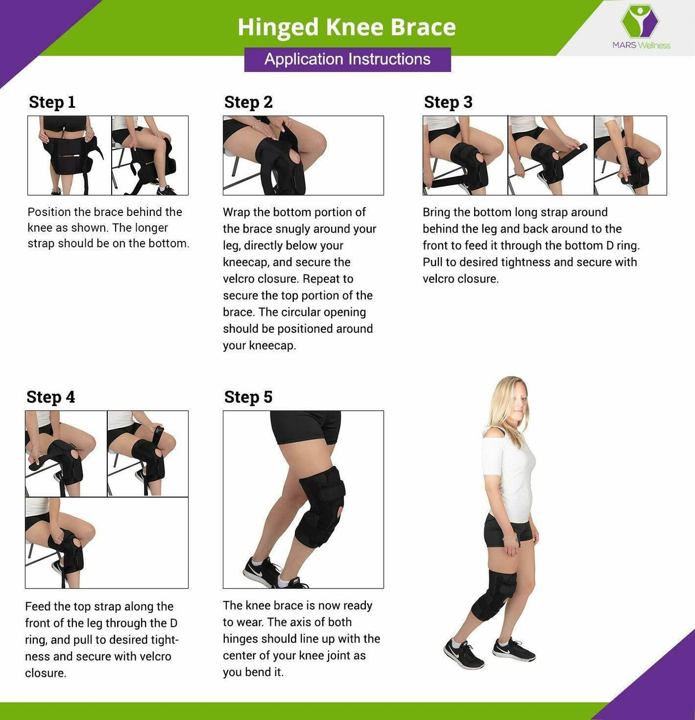 Hinged Knee Support Universal Size, Knee Brace Open Patella for Women &  Men