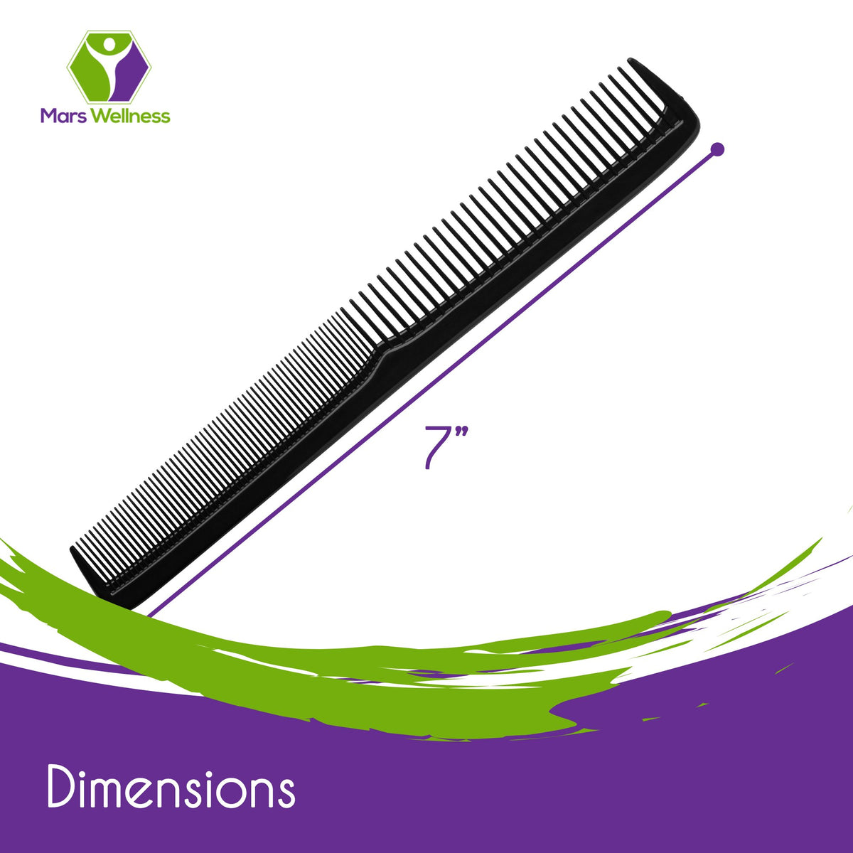 Mars Wellness 7” Hair Styling Comb (Bulk Pack of 24) - Plastic Comb for Men & Women - Black Comb Set - Heat Resistant Comb for All Hair Types - Hair Comb for Salon, Barbershops, Home - Made in USA
