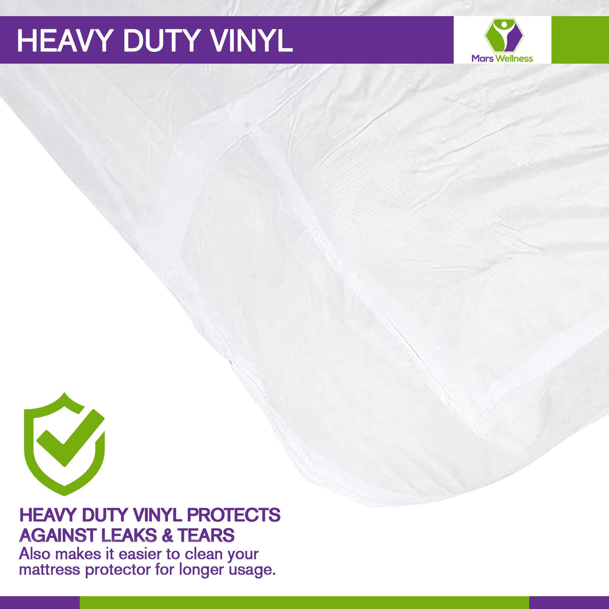Mars Wellness Waterproof Vinyl Mattress Protector and Cover - White Mattress Cover Sheet