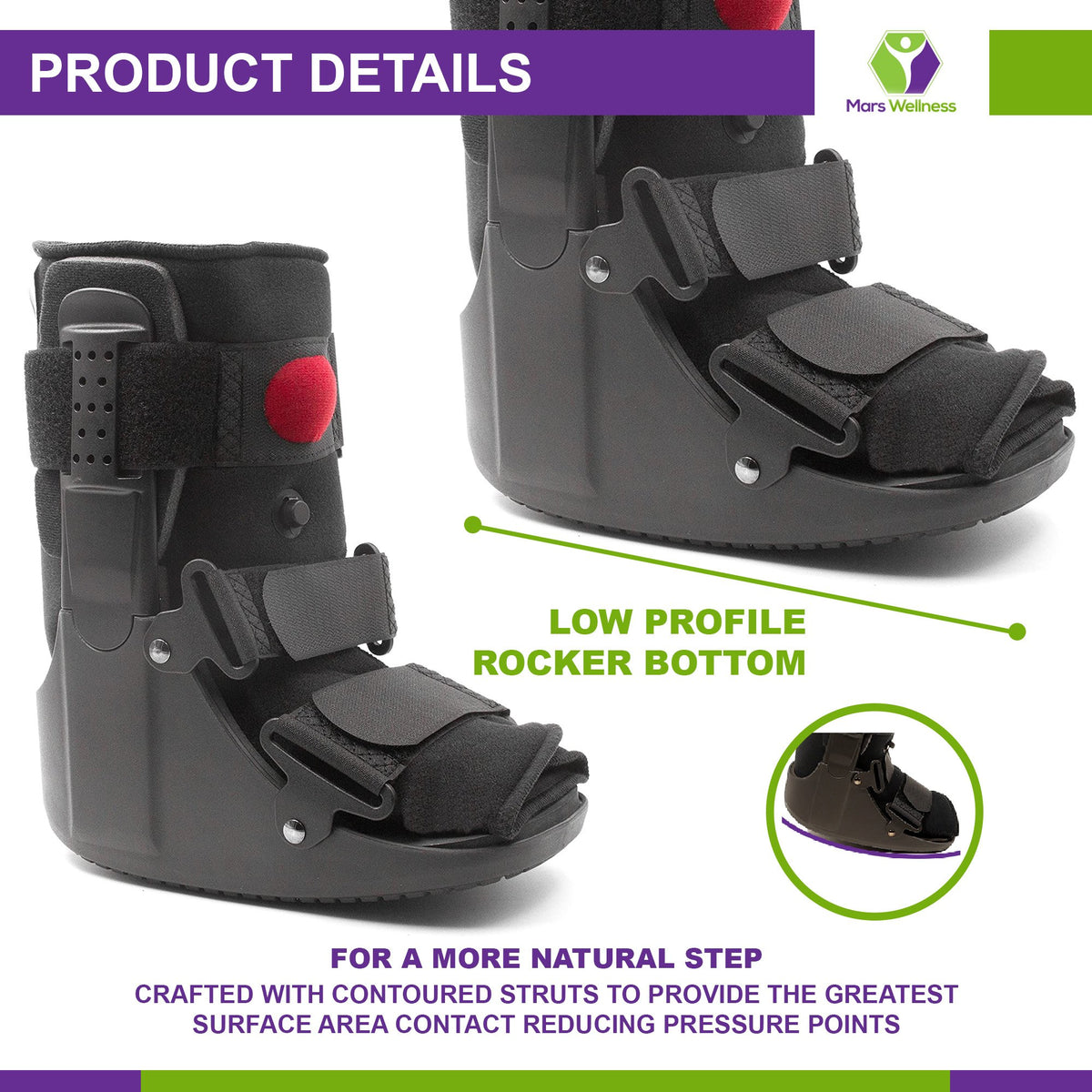 Mars Wellness Premium Short Air Cam Walker Fracture Ankle/Foot Stabilizer Boot