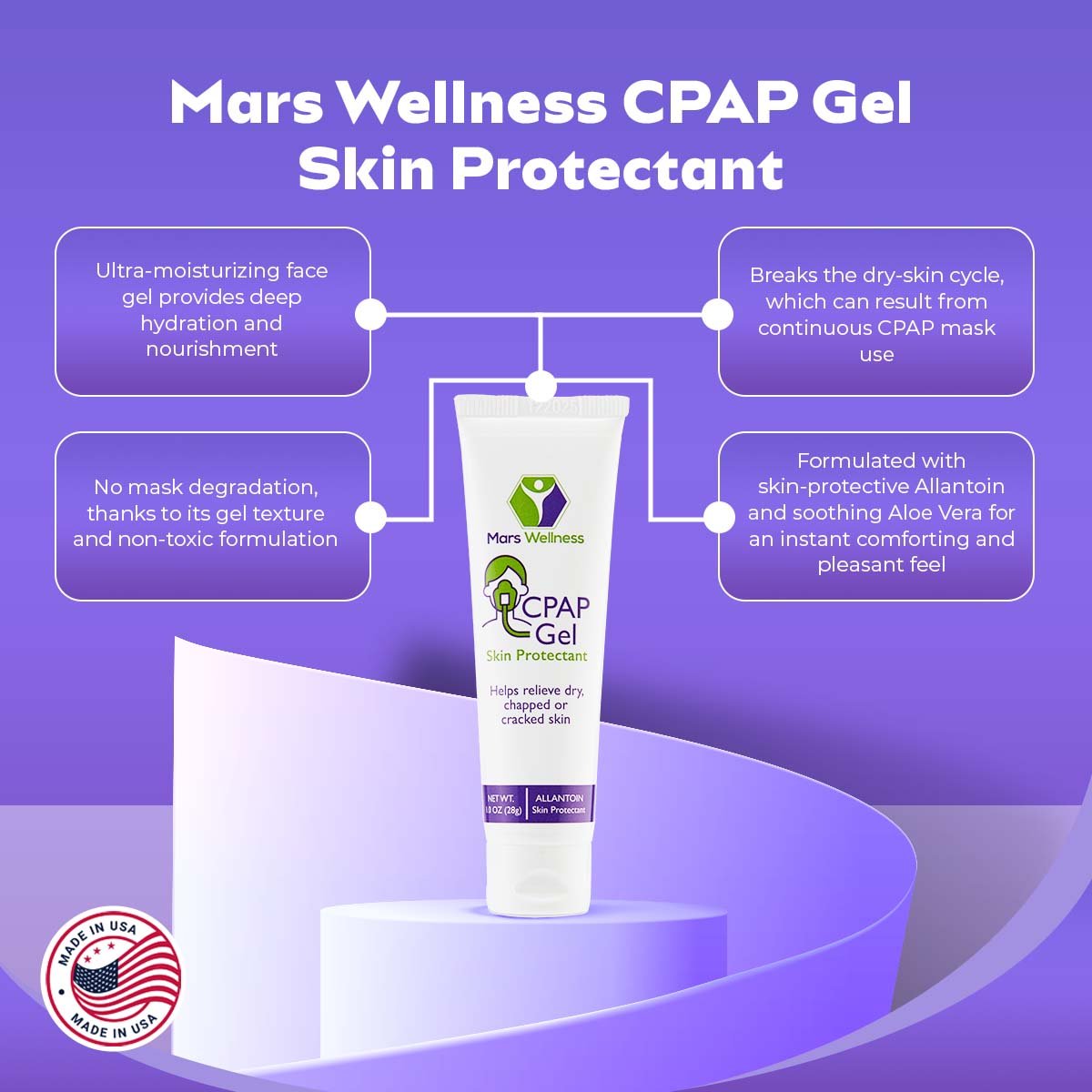 Mars Wellness CPAP Gel Skin Protectant – 1Oz Before and After CPAP Mask Sealant – Soothing and Calming CPAP Nose Mask with Premium Ingredients – Ideal for Dry, Chapped, Cracked Skin