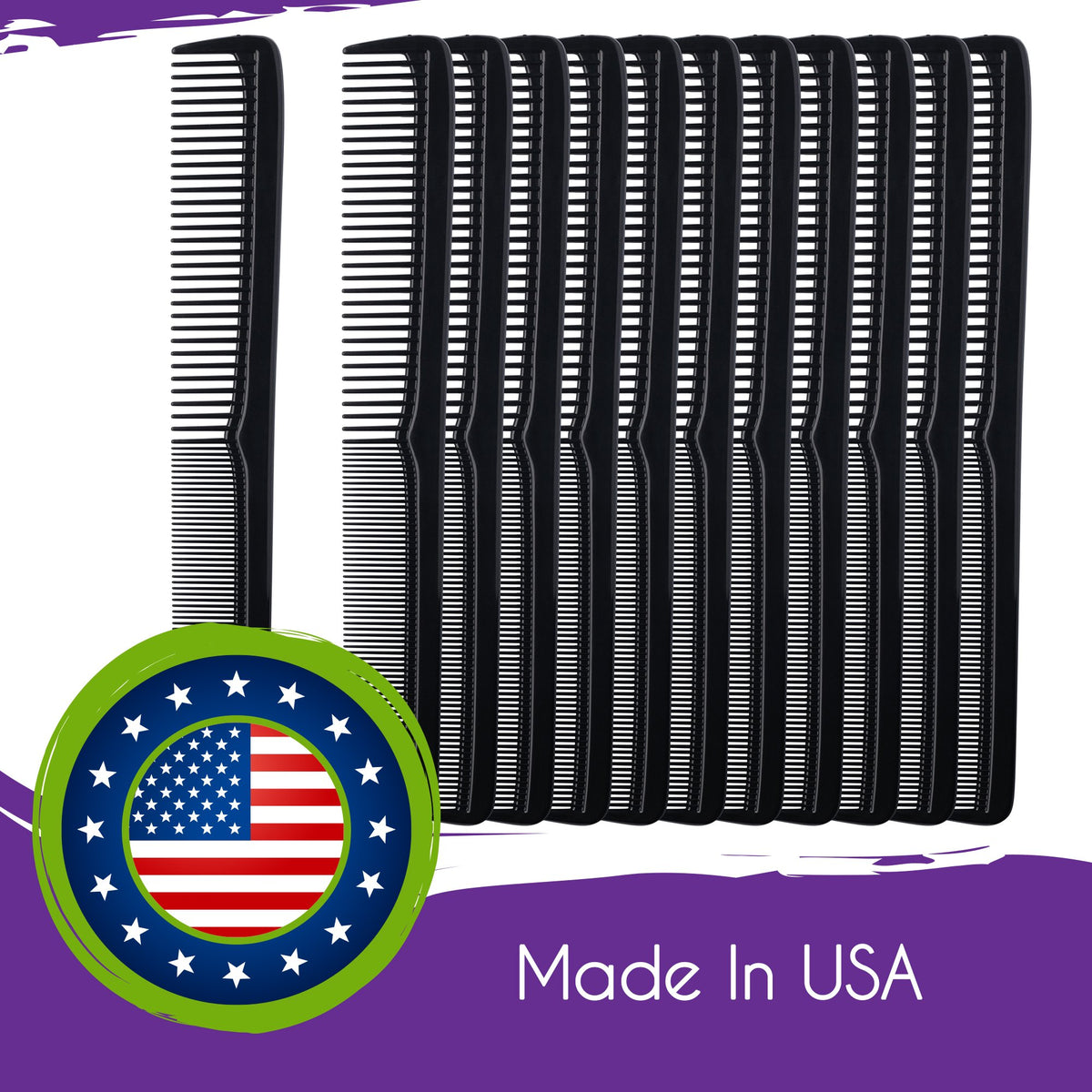 Mars Wellness 7” Hair Styling Comb (Bulk Pack of 24) - Plastic Comb for Men & Women - Black Comb Set - Heat Resistant Comb for All Hair Types - Hair Comb for Salon, Barbershops, Home - Made in USA