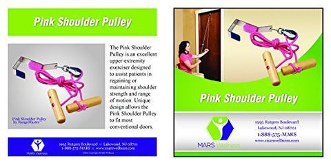 Overhead Overdoor Shoulder Pulley Therapy Exercise System - Wooden Handles with Metal Door Bracket - Pink - Mars Med Supply
