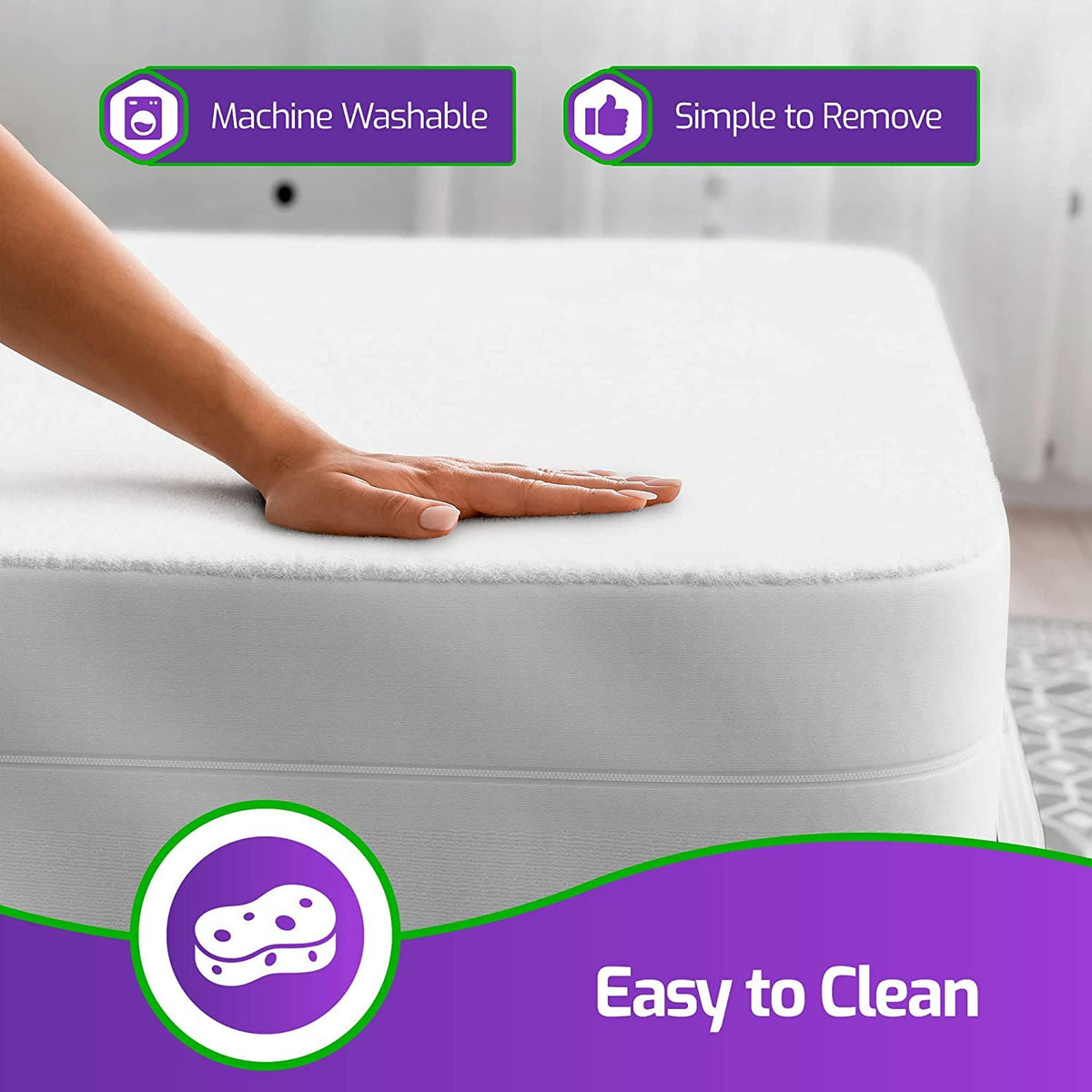 Cotton Mattress Encasement - Ultimate Waterproof Protection and Zippered Closure - Cotton and Vinyl Waterproof Bed Bug Mattress Protector