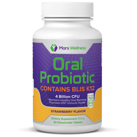 Oral Probiotic Supplement with BLIS K12 4 Billion CFU - Now Dairy Free - Doctor Formulated 30 Day Supply Bottle for Bad Breath, Strep, Cavities, Gum and Oral and Dental Health - Sugar Free - USA Made