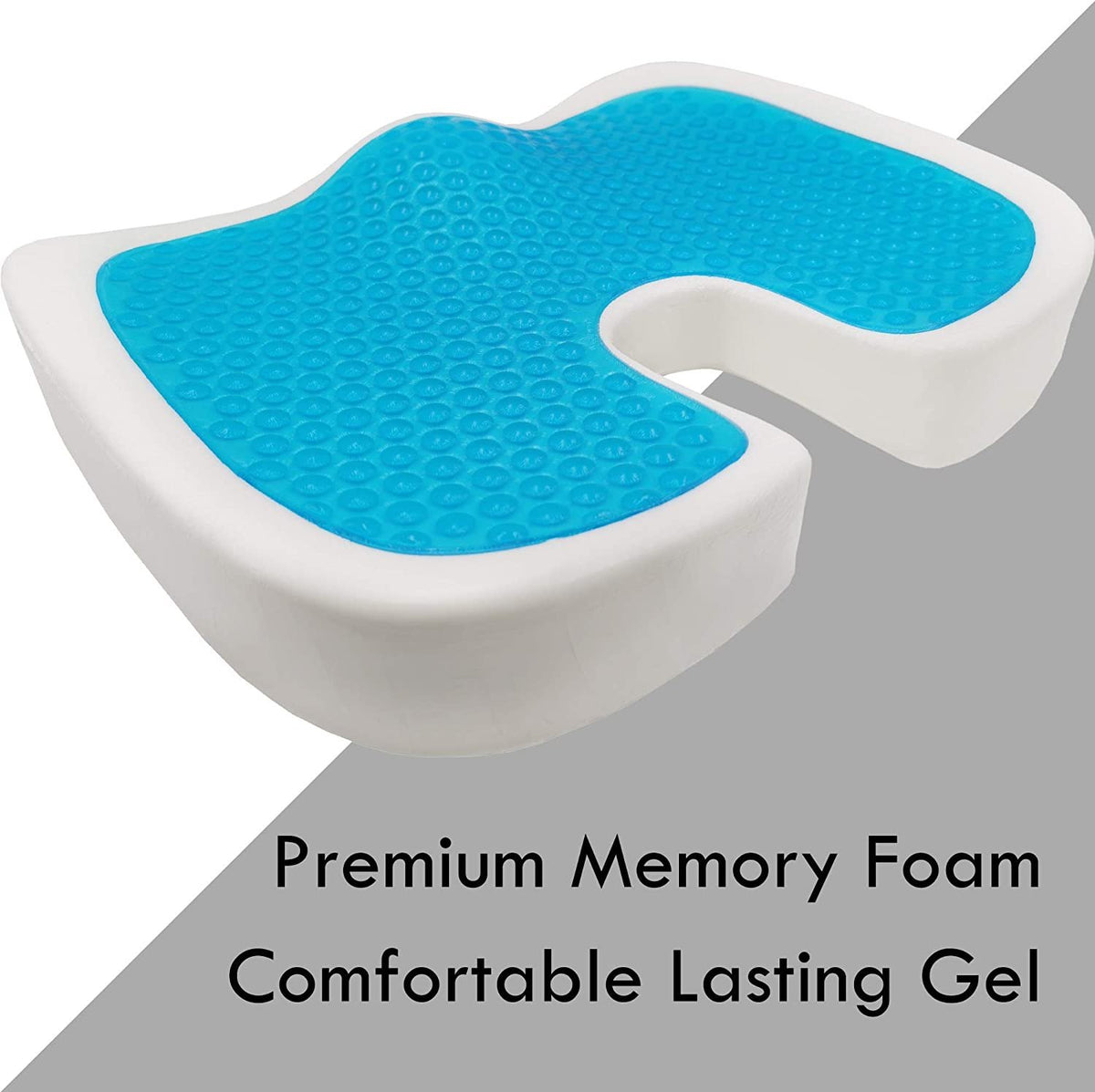 Mars Wellness Orthopedic Gel Memory Foam Coccyx Seat Cushion - Sciatica, Back Pain Relief, and Tailbone Pain - Soft Removable Cover - Mars Med Supply