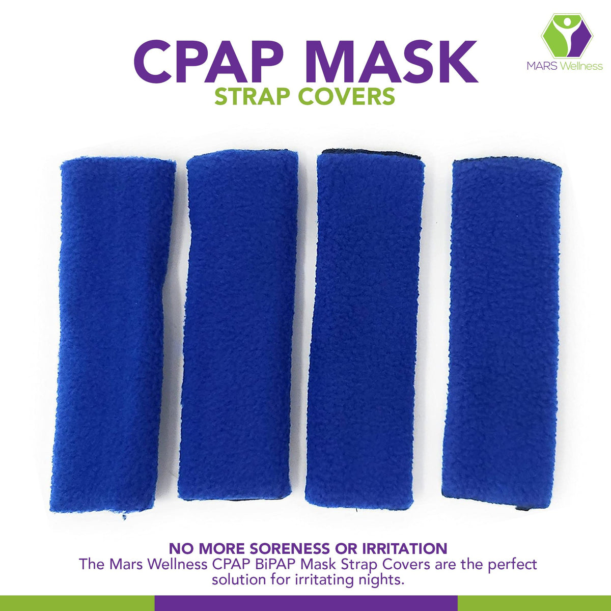 Mars Wellness CPAP Strap Covers - Comfort for Your CPAP Mask or Headgear - Universal Fit, Reusable, 4 Covers - Fleece Design - Mars Med Supply