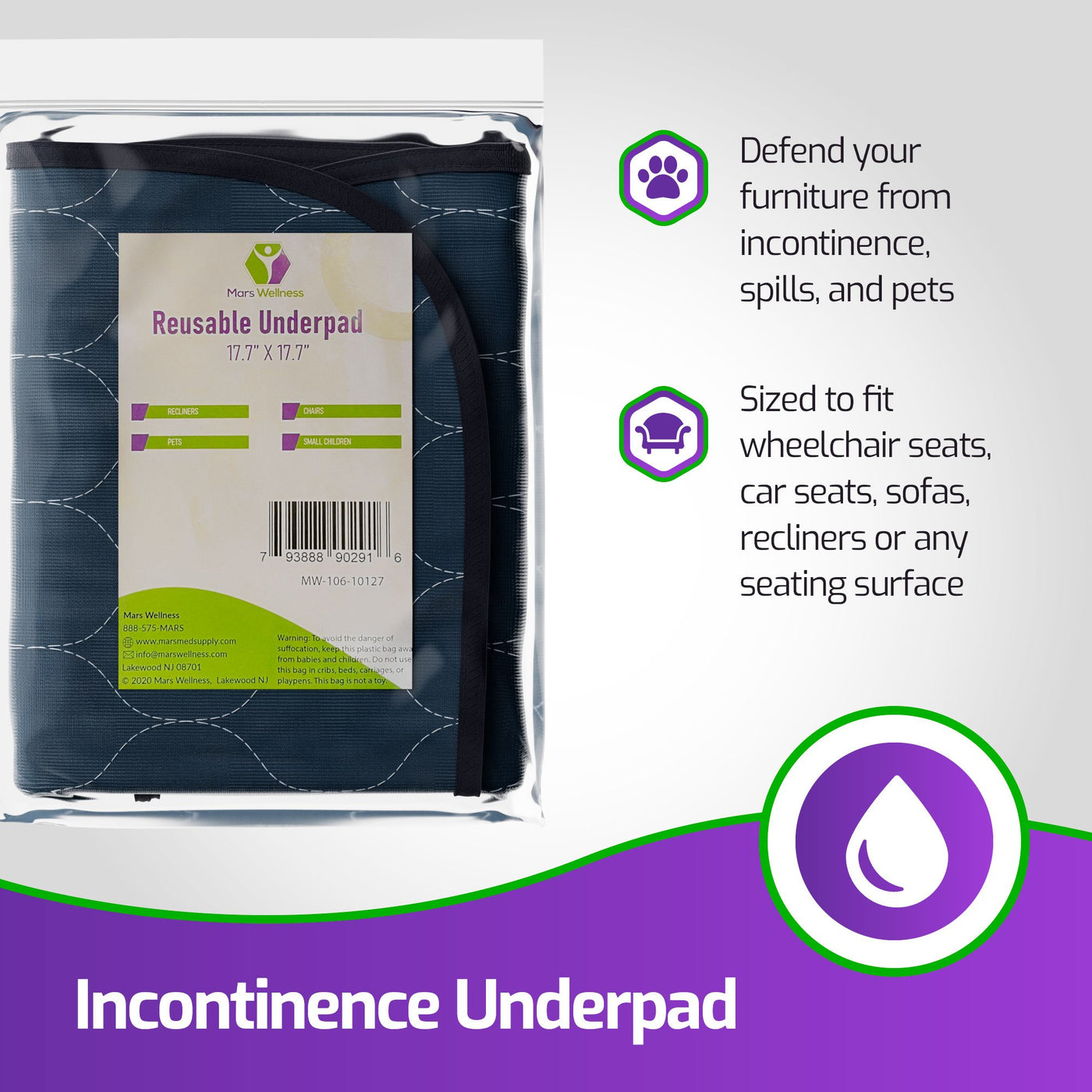 CareActive Quilted Waterproof Incontinence Seat Pad : protects