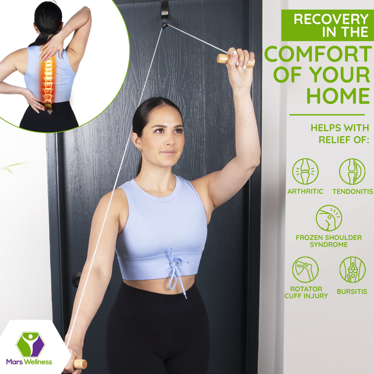 Premium Overhead Overdoor Wooden Handles Shoulder Therapy Exercise Pulley System