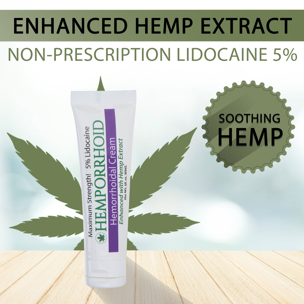 HEMPORRHOID 5% Lidocaine with Hemp Oil - Hemorrhoid Topical Numbing Cream - 1OZ - for Sections, Hemmoroid, Local and Anorectal Discomfort